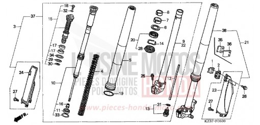 FOURCHETTE AVANT CR250R6 de 2006